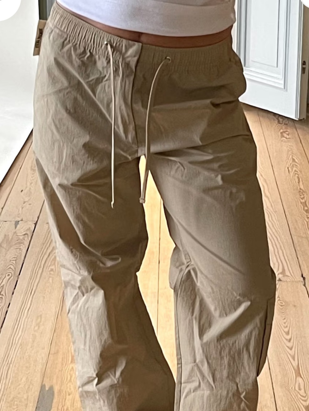 NWT-Djerf Avenue Beige Drawstring Wide-Leg Pants- Small regular